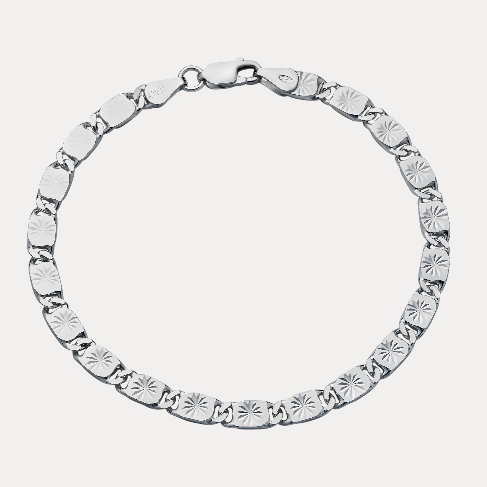 5mm Valentino Link Bracelet – Real Solid 925 Sterling Silver MADE IN ITALY