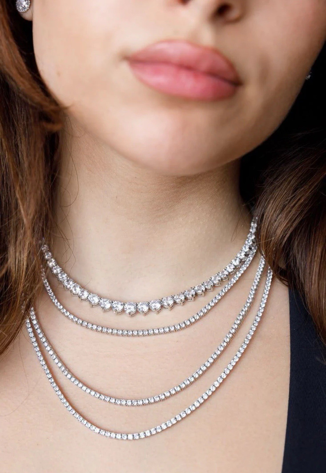 Moissanite Tennis Chain Necklace – 2mm | 16 in (40.6 cm) | 18K White Gold Plated