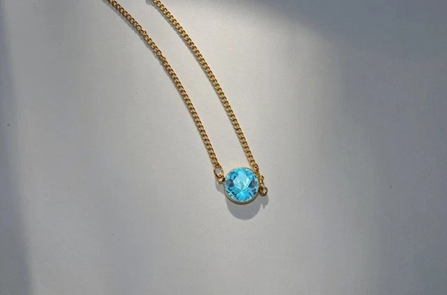 Women’s Pendant 1.22Ct Round Cut Lab-Created Blue Topaz 14K Yellow Gold Plated