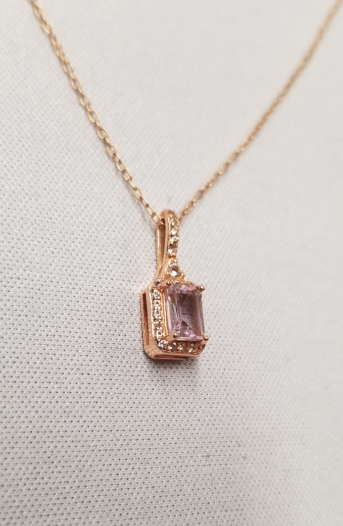 Yes Womens Amethyst 14K Rose Gold Plated Sterling Silver Necklace 18″