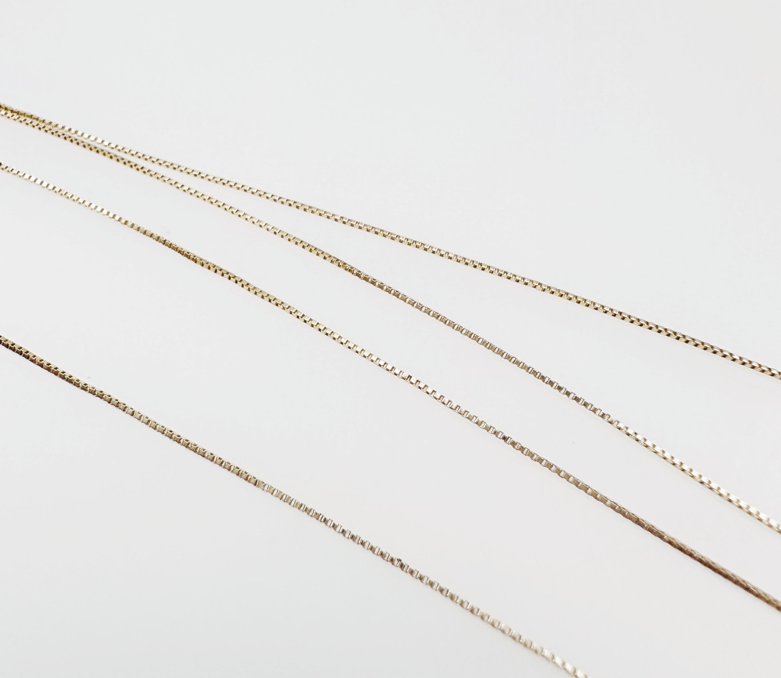 Solid 10K Yellow Gold Thin Liquid Box Link Chain Necklace, .5mm, 19 3/4″