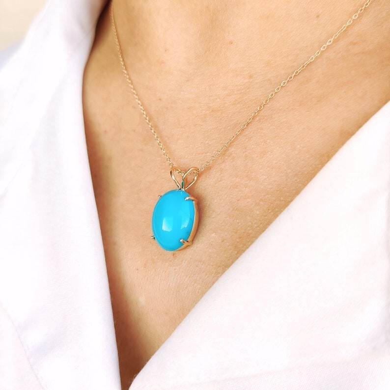 Sleeping Beauty Turquoise Pendant, 925 Sterling Silver Arizona Turquoise Pendant
