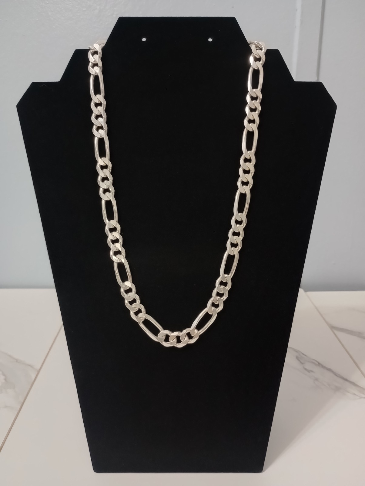 AGI STERLING SILVER 20″ FIGARO SILVER CHAIN (NECKLACE) .925 Italy 61.1 GRAMS
