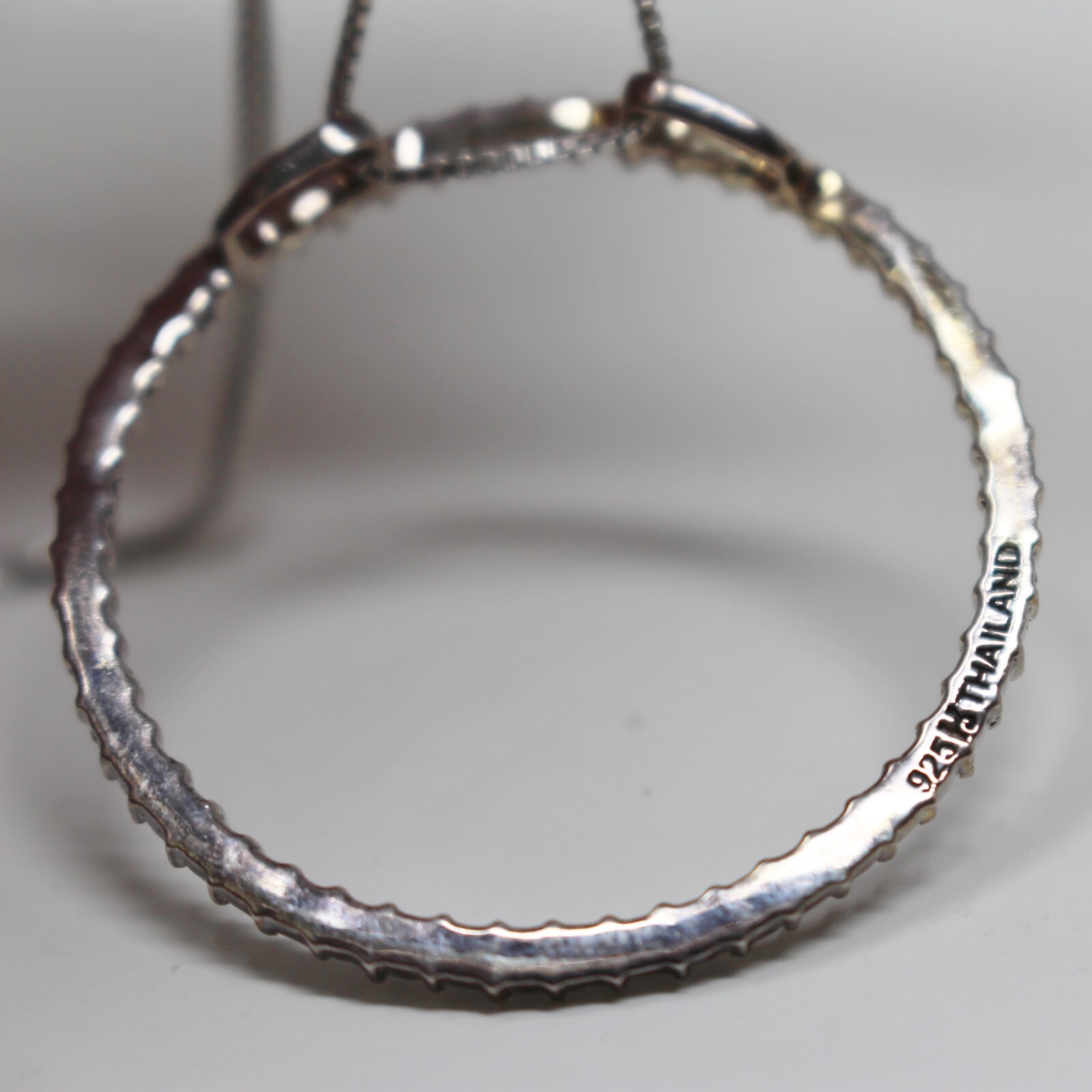 925 Sterling Silver Marcasite Open Circle NECKLACE Chain 18″ Signed K