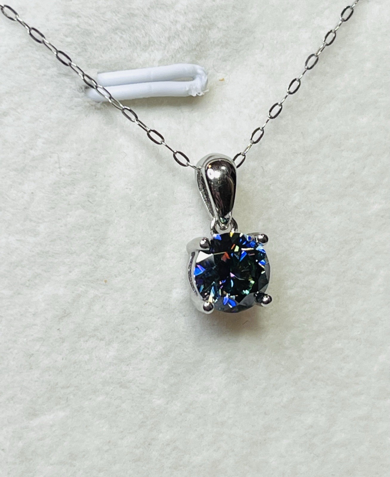 925 Sterling Silver 1 CTW VVS1 Dark Blue Purple Moissanite Pendant Necklace