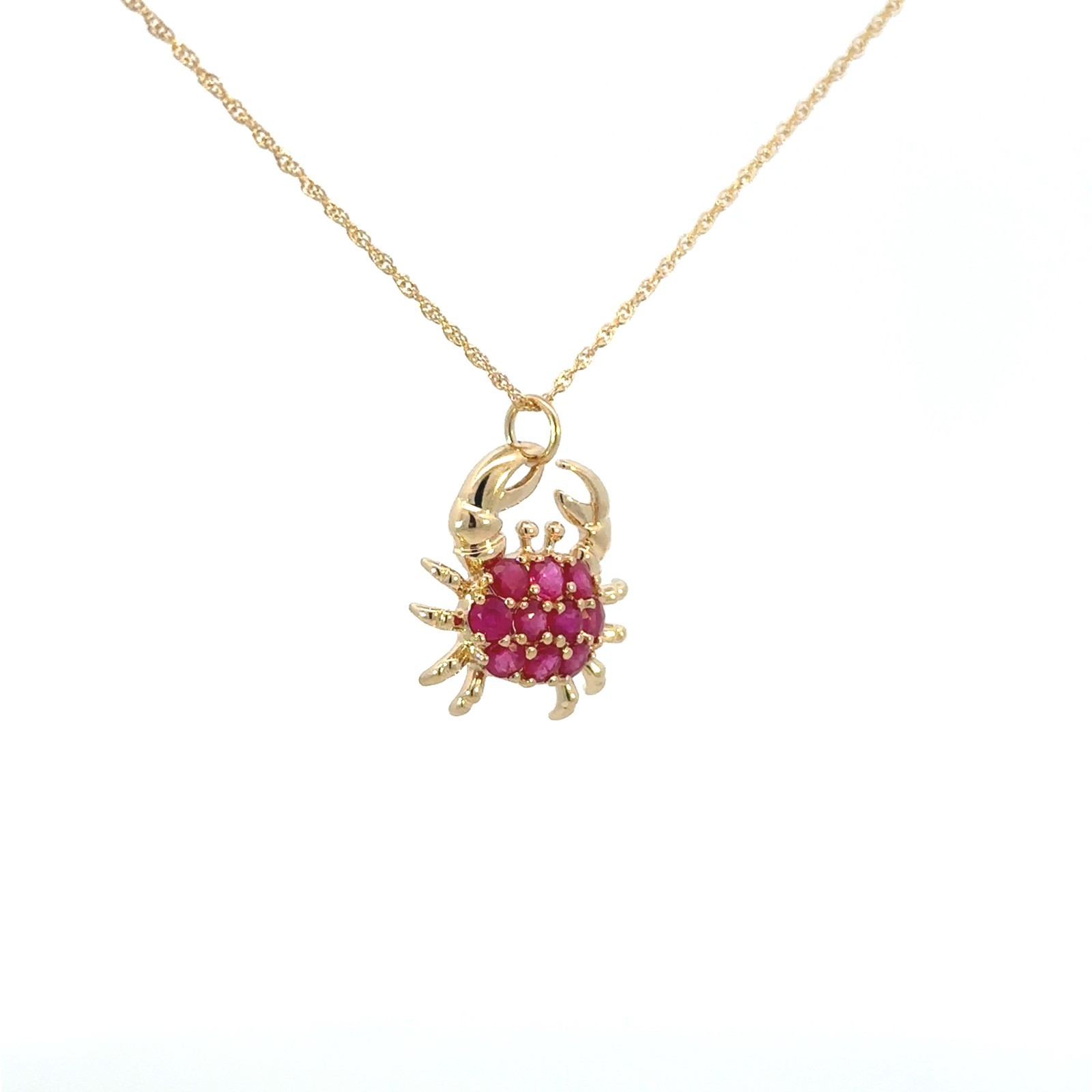 14KT. Yellow Gold Ruby Crab Pendant/Charm (15mm x 16mm)