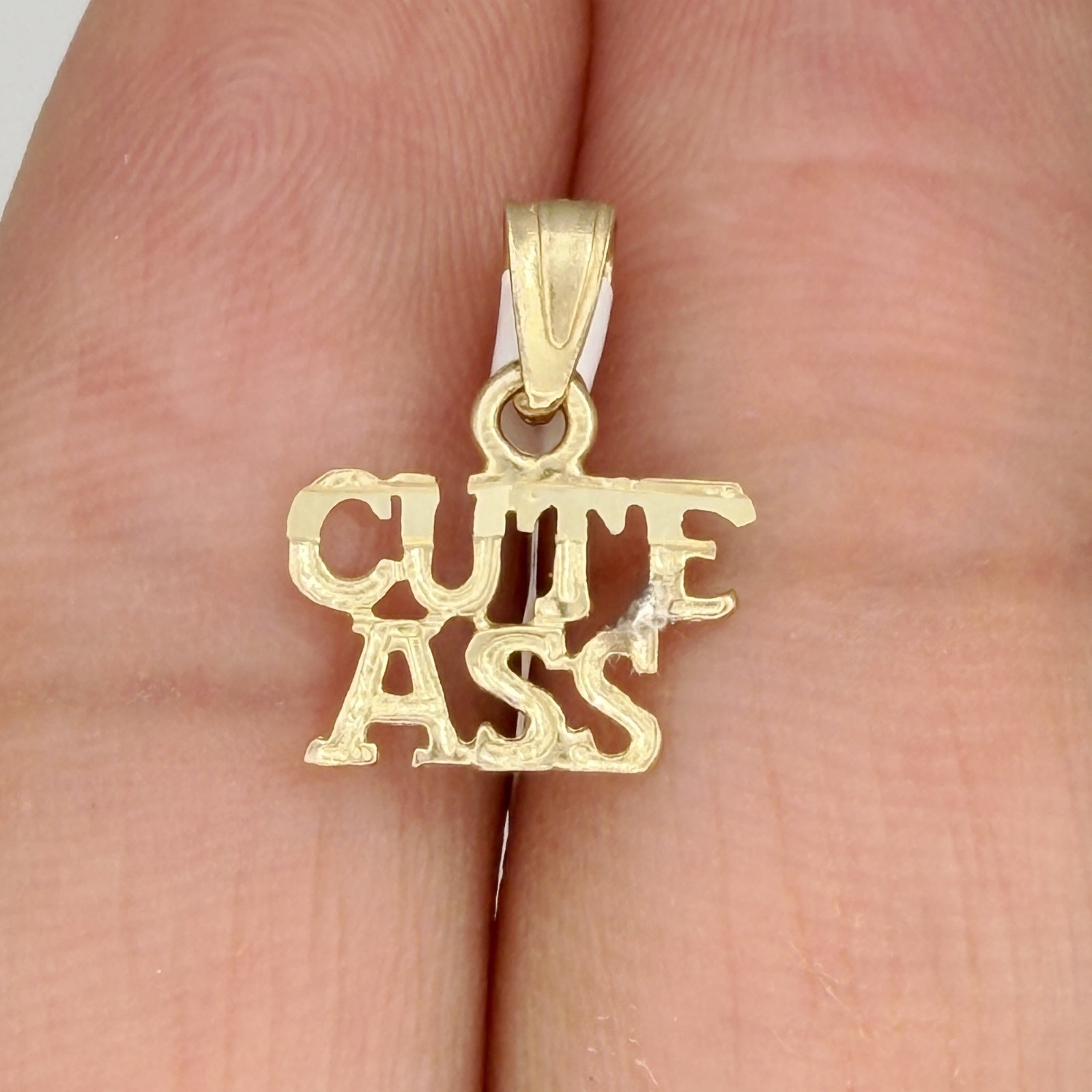 10k Yellow Gold Cute Ass Letters & Words Personalized Gift For Her Charm Pendant