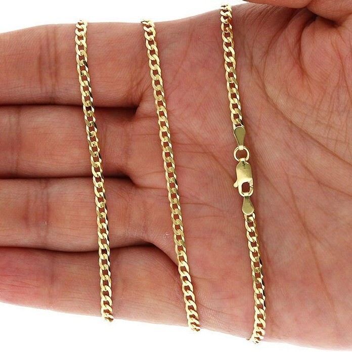 14K Yellow Gold Over Sterling Silver 2.8mm Cuban Chain Necklace 16″-30″