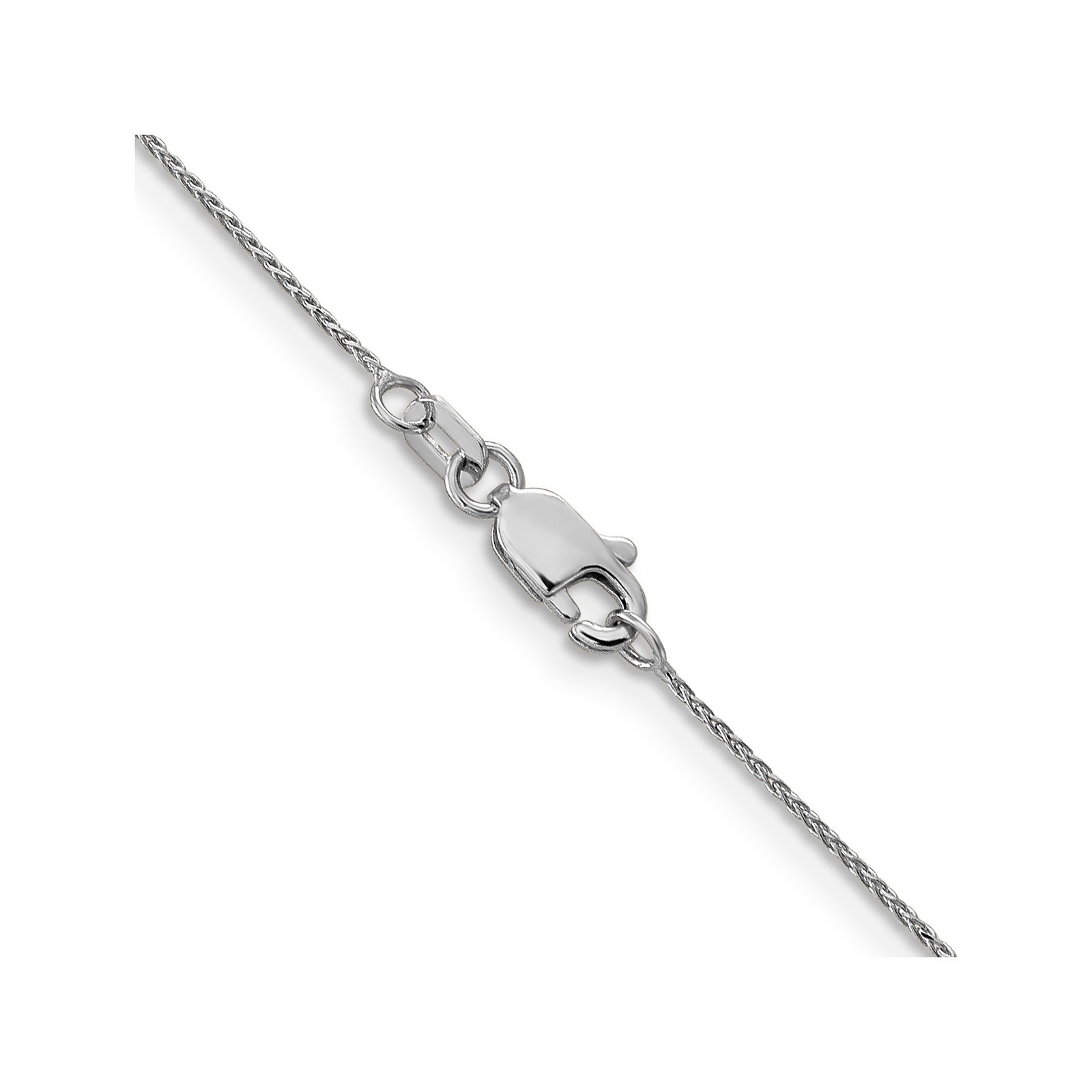10K White Gold 0.65mm Spiga (Wheat) Chain Necklace 24 Inch Mens Womens