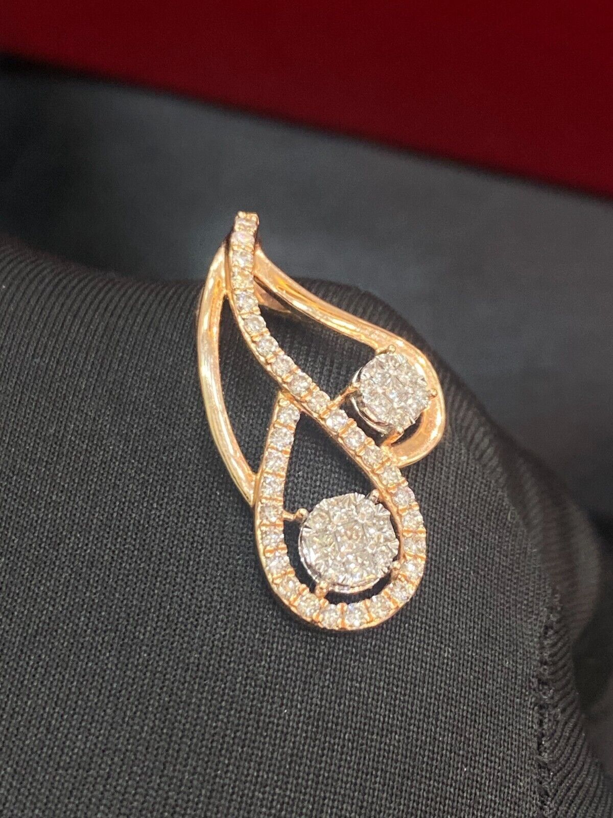 Pave 0.75 TCW Round Brilliant Cut Natural Diamonds Pendant In Certified 14K Gold