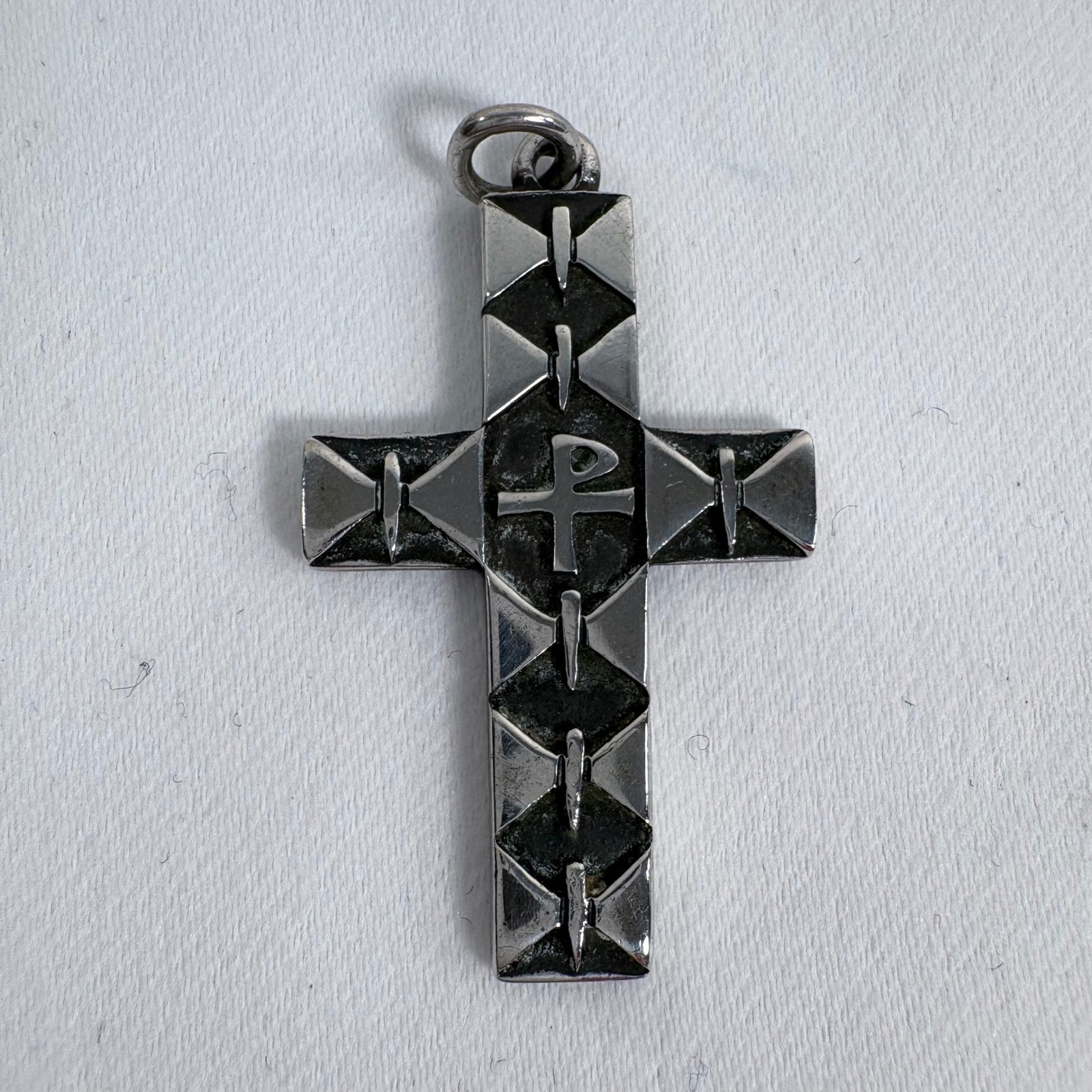 James Avery Pax Cross Pendant Sterling Silver Chi Rho Geometric Diamonds Retired