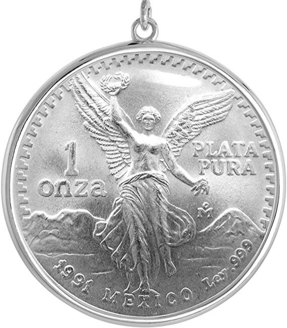 Sterling Silver 1 Onza Plata Libertad Bezel 36 mm Coins Prong Back Round Edge