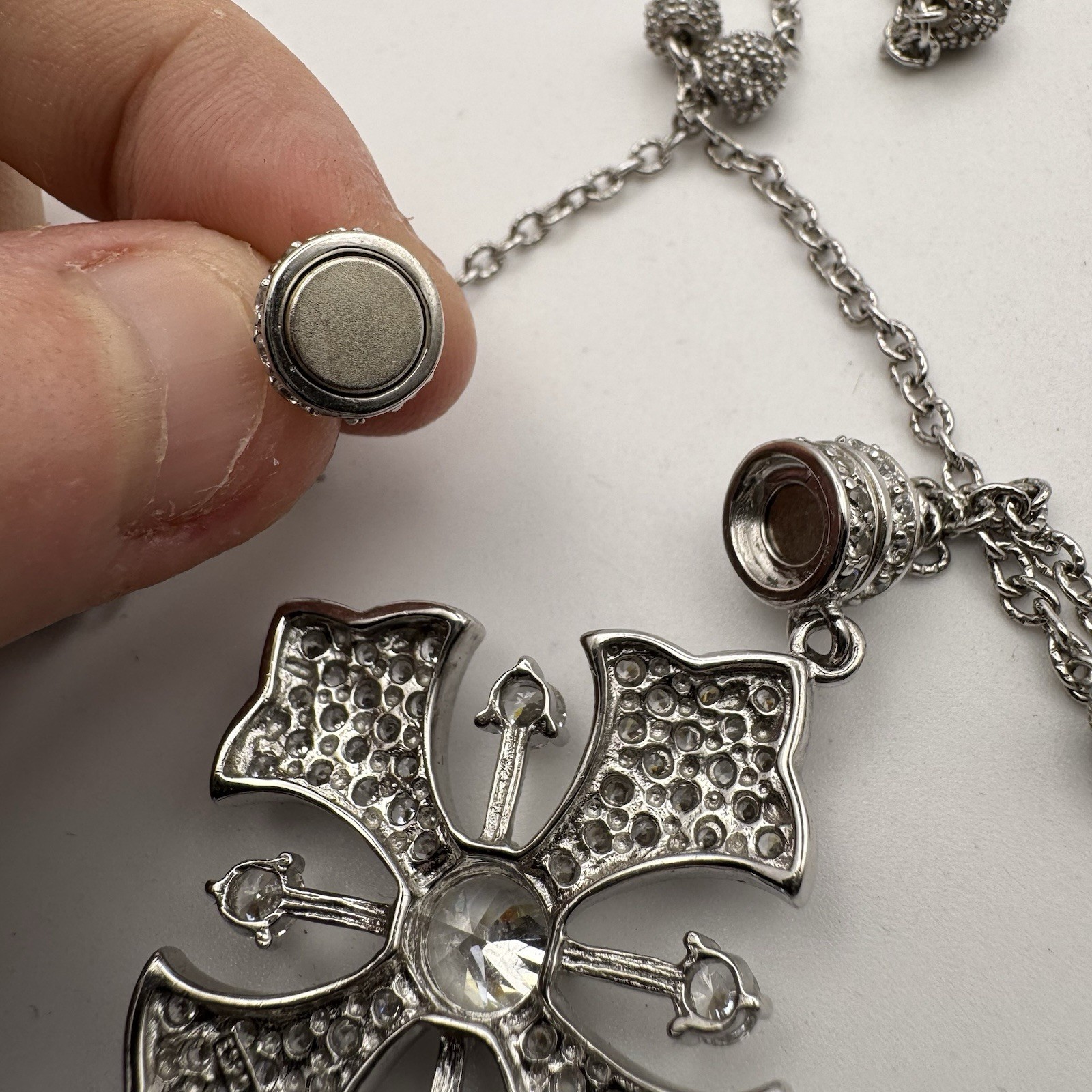 ESPO Joseph Esposito 925 CZ Sterling Silver Maltese Cross Necklace Magnetic