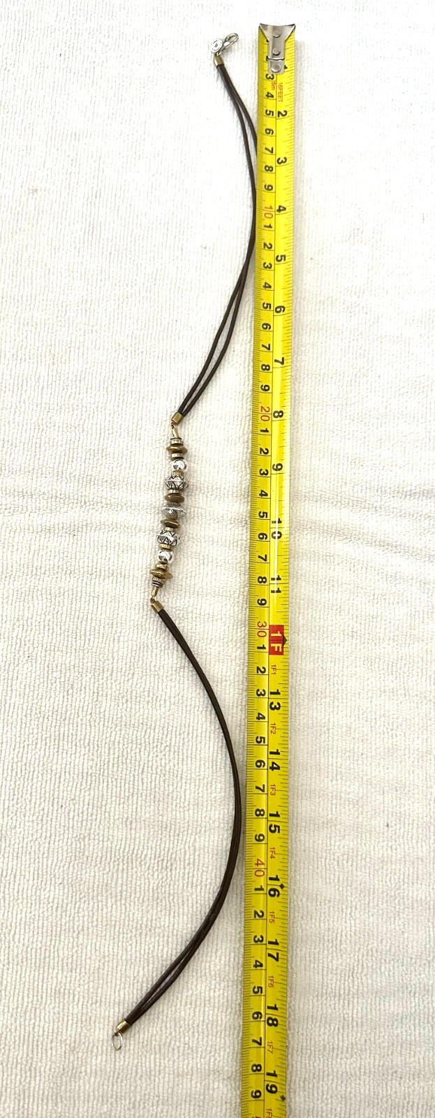 SILPADA Cluster BEADS Gold SILVER Brown LEATHER Cord .925 Sterling Necklace