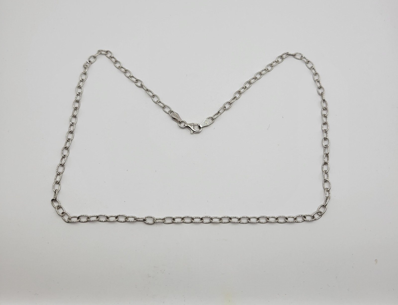 QVC Italian Silver Sterling 3.4mm Oval Twist Cable Link Chain Necklace – 18″