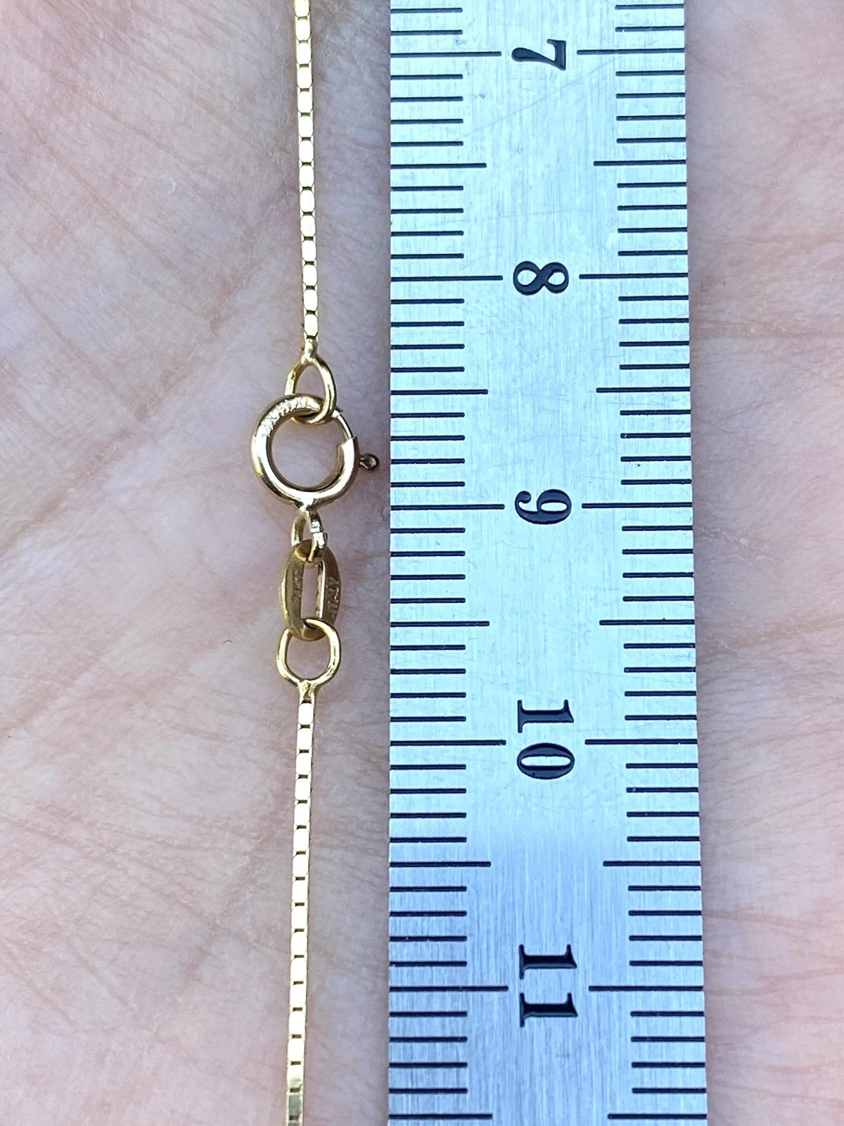 Solid 14k Yellow Gold Box Chain Necklace 1.63 Grams- 16 Inches
