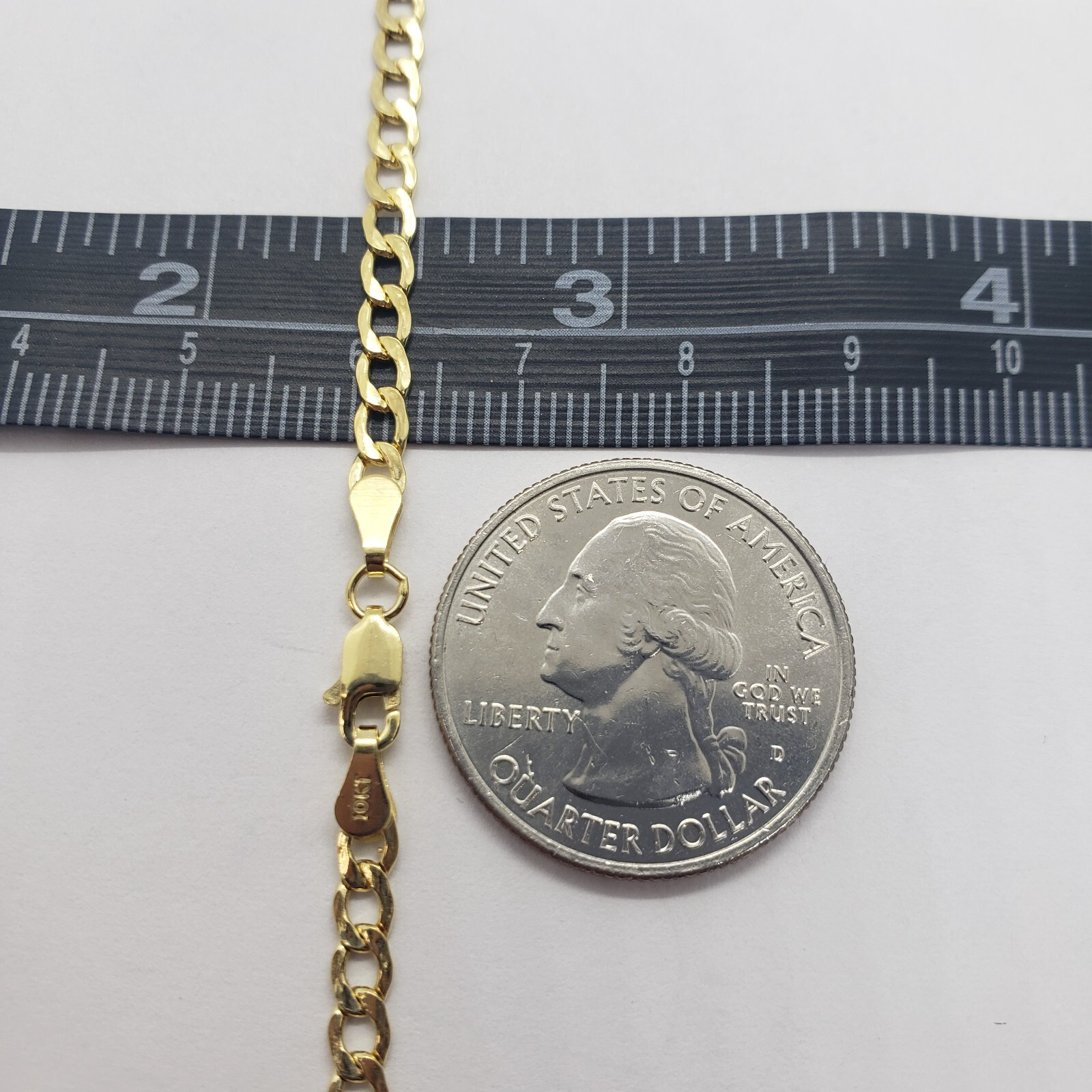10K Yellow Gold Hollow Cuban Curb Chain Link Necklace Bracelet 3.5mm 4.5mm 7~30″