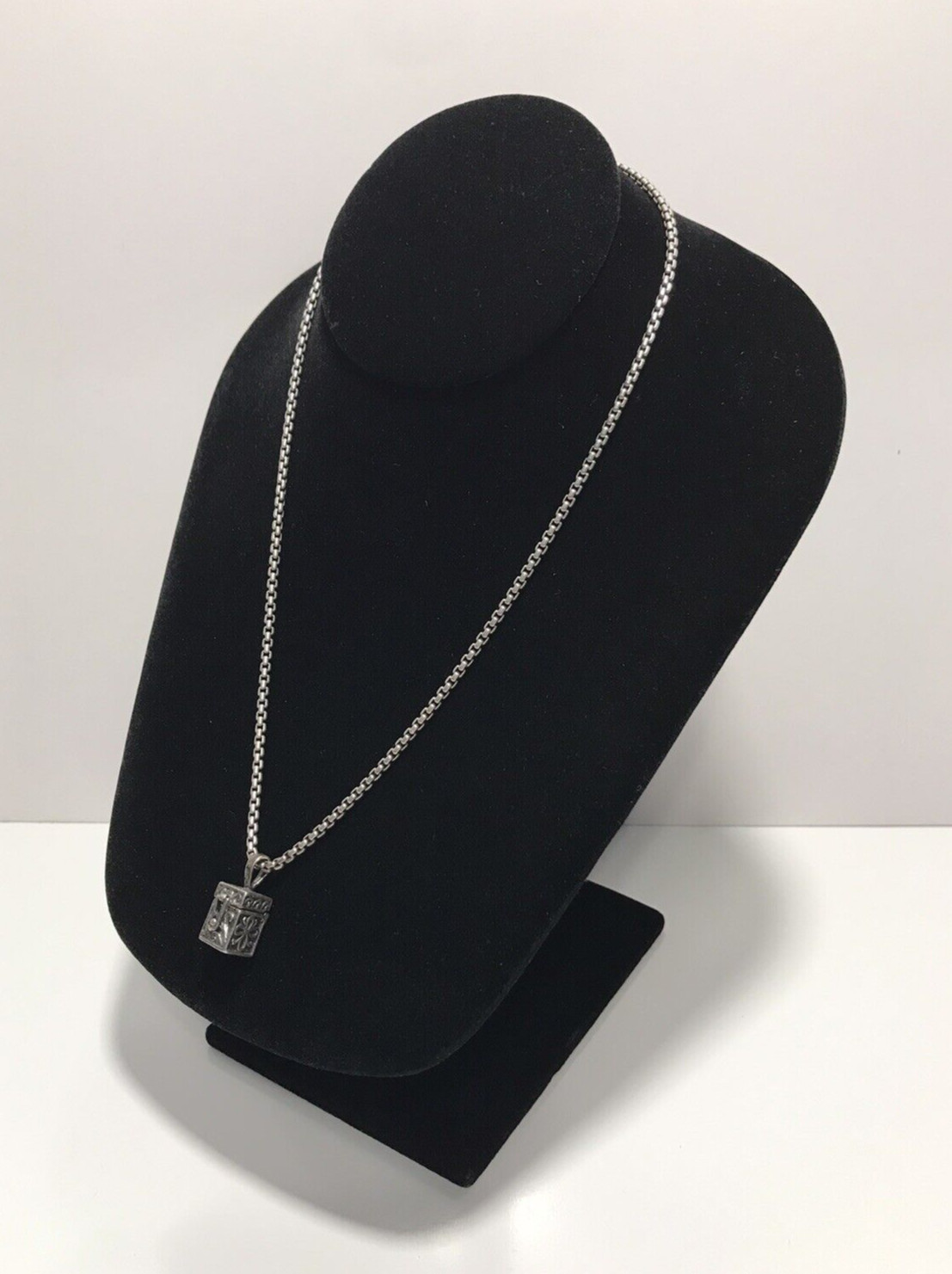 DAVID YURMAN 925 Box Chain w/14k Yellow Gold DY Logo & Unbranded Box Pendant