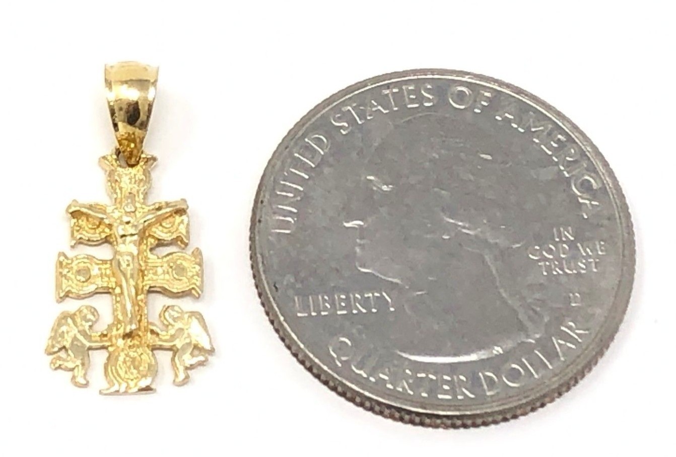 10k Yellow Gold Angels Caravaca Crucifix Cross Charm Pendant 1 gram