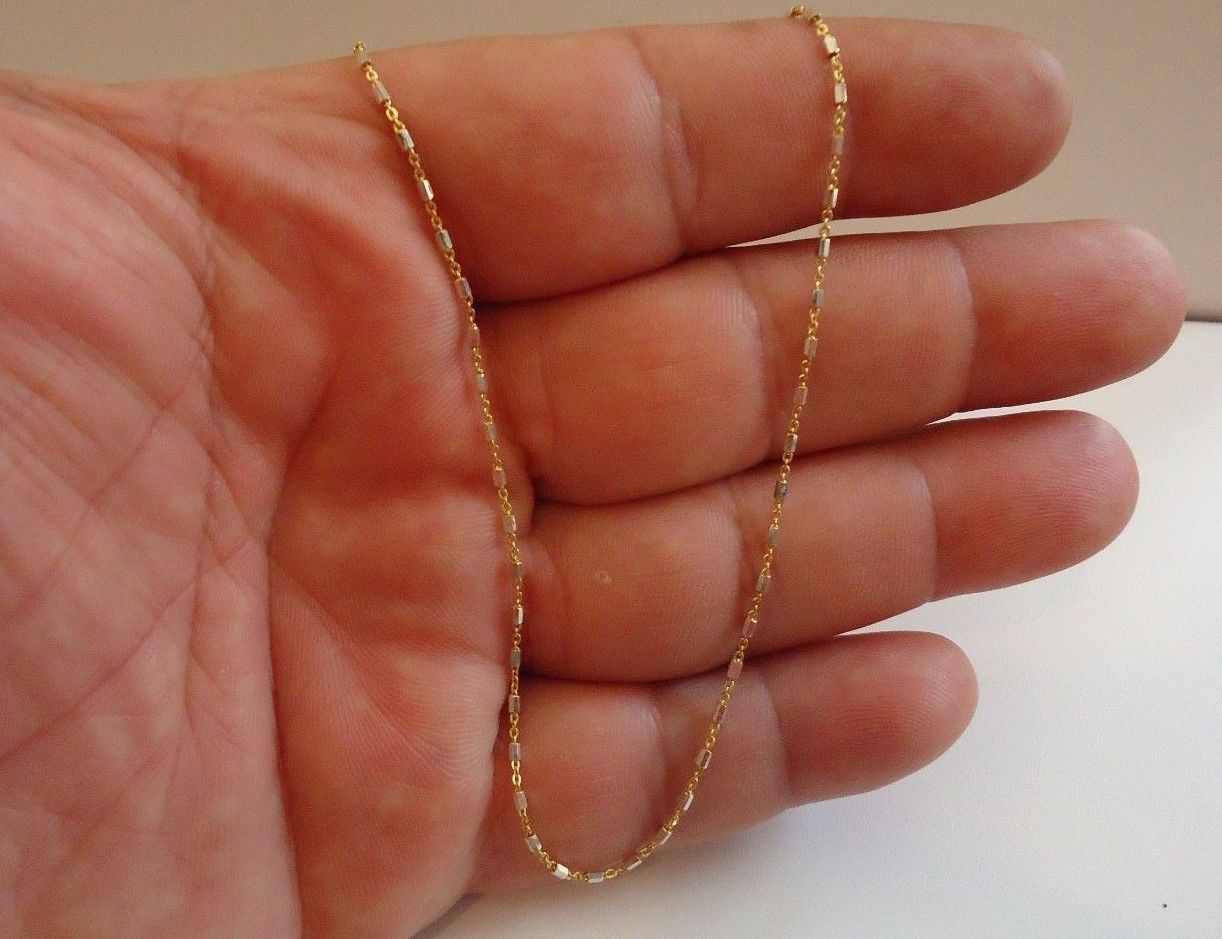 ’18K YELLOW GOLD OVER 925 STERLING SILVER LADIES DESIGNER TWO TONE CHAIN /18”