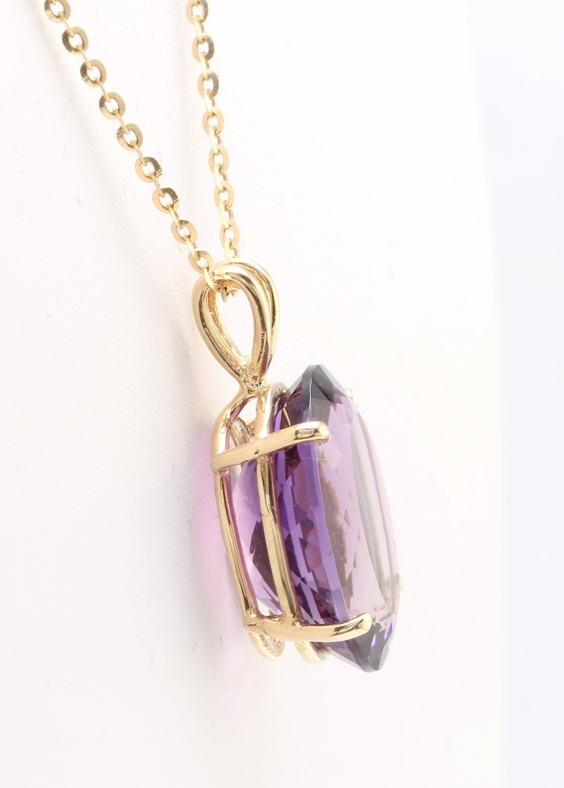 10.01 Carat Natural 16x12mm Purple Amethtyst 14K Solid Yellow Gold Pendant