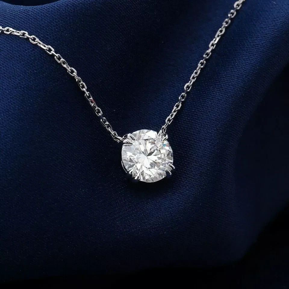 RARE 6.00 Ct White Diamond Solitaire Pendant Necklace-Free Diamond Studs !