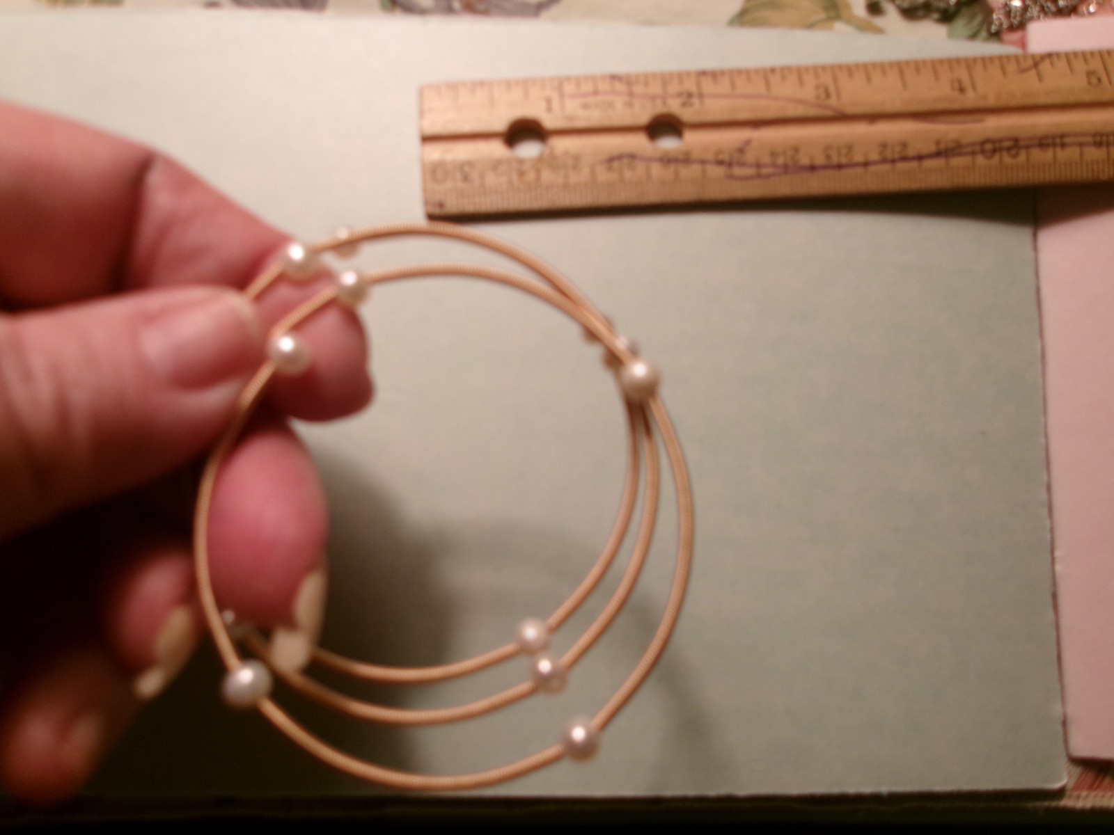 PEARL BRACELET FITS ALL GOLD WIRE WRAP AROUND WRIST TINY PEARLS