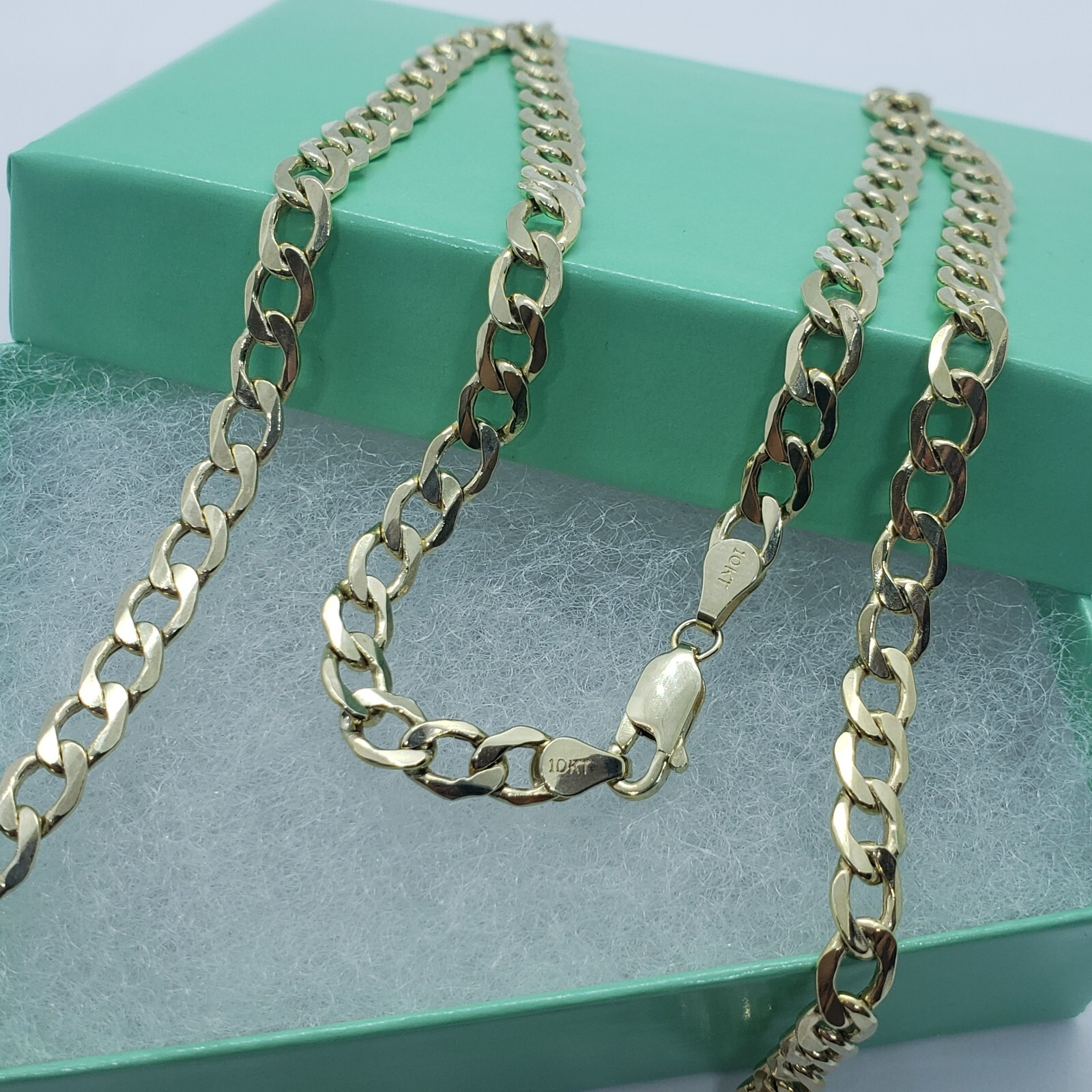 10K Yellow Gold Hollow Cuban Curb Chain Link Necklace Bracelet 5.5mm 7mm 7″~30″