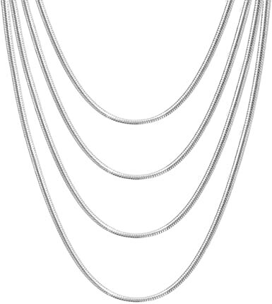 Men & Women’s Solid 925 Sterling Silver 20 inch 1.2mm Round Snake Chain Necklace