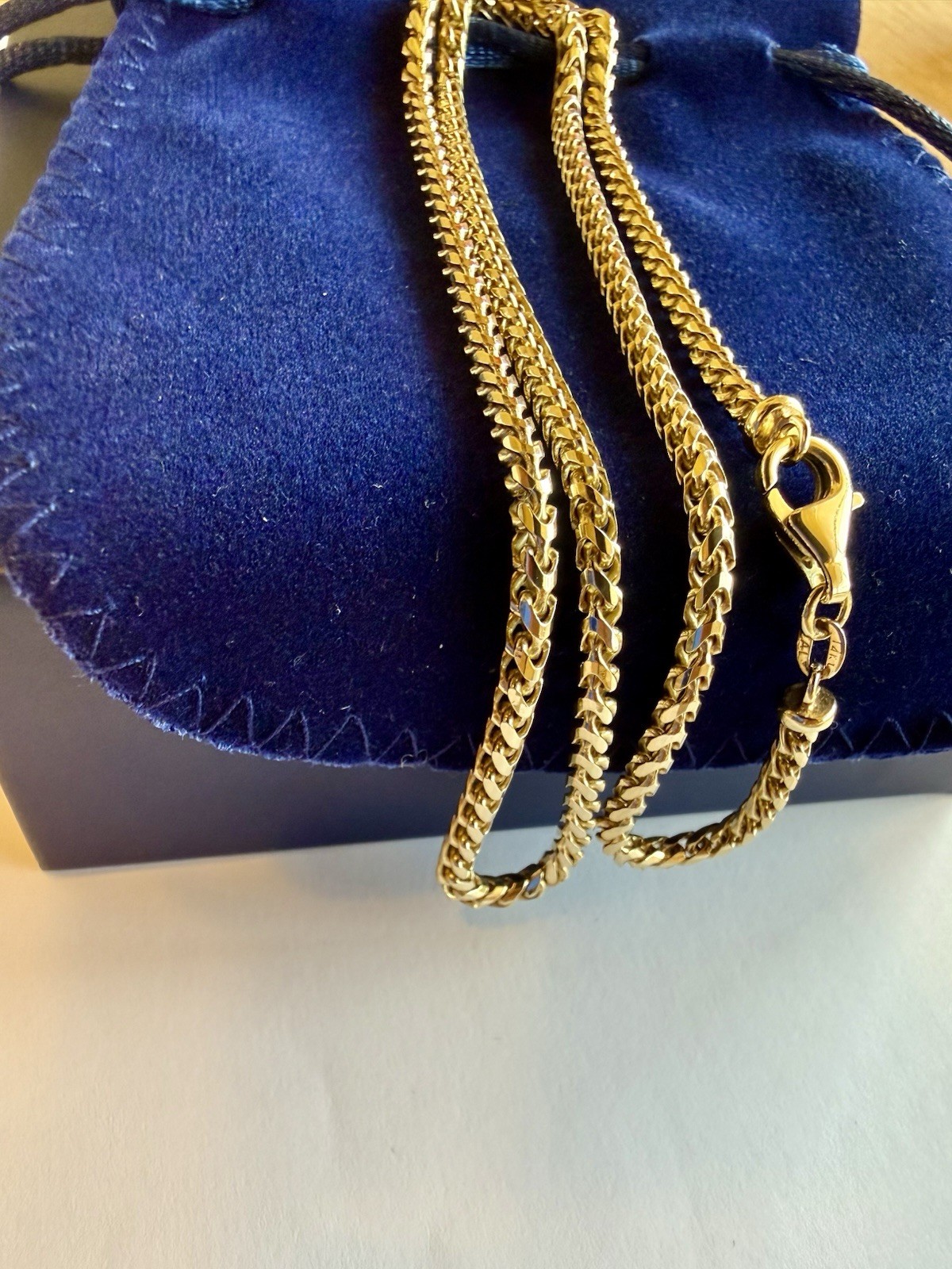 14k Yellow Gold 3mm Diamond Cut Franco Chain Necklace 22in