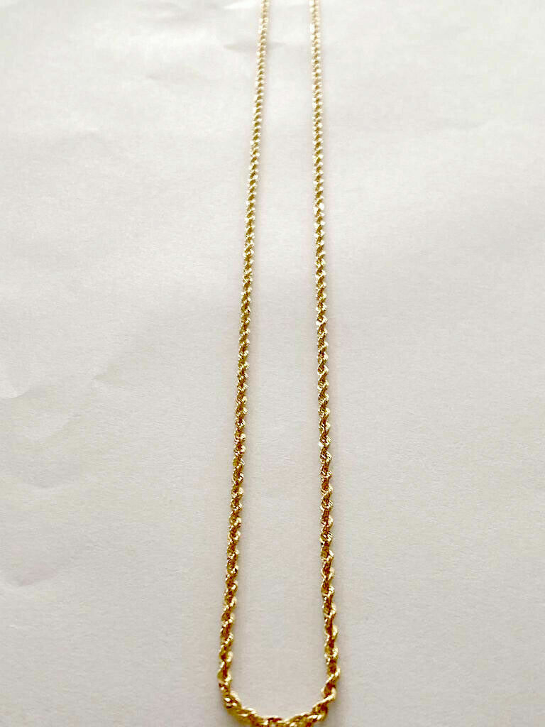 14k Yellow Gold 1.5mm-2mm Italy Rope Chain Twist Link Necklace 16″-30″ Hollow