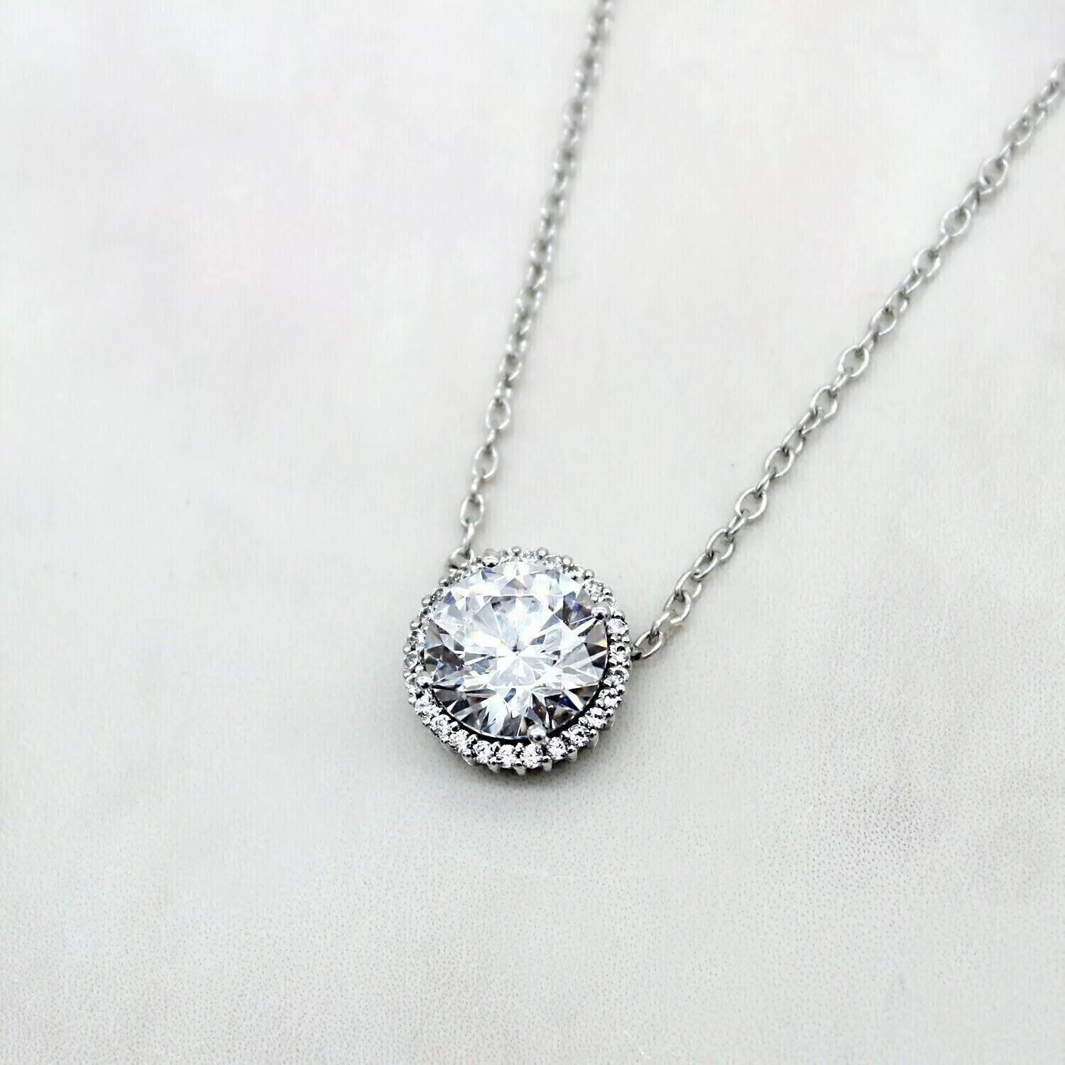 10 Ct White Treated Diamond Pendant Great Luster F Certified ! Christmas Gift