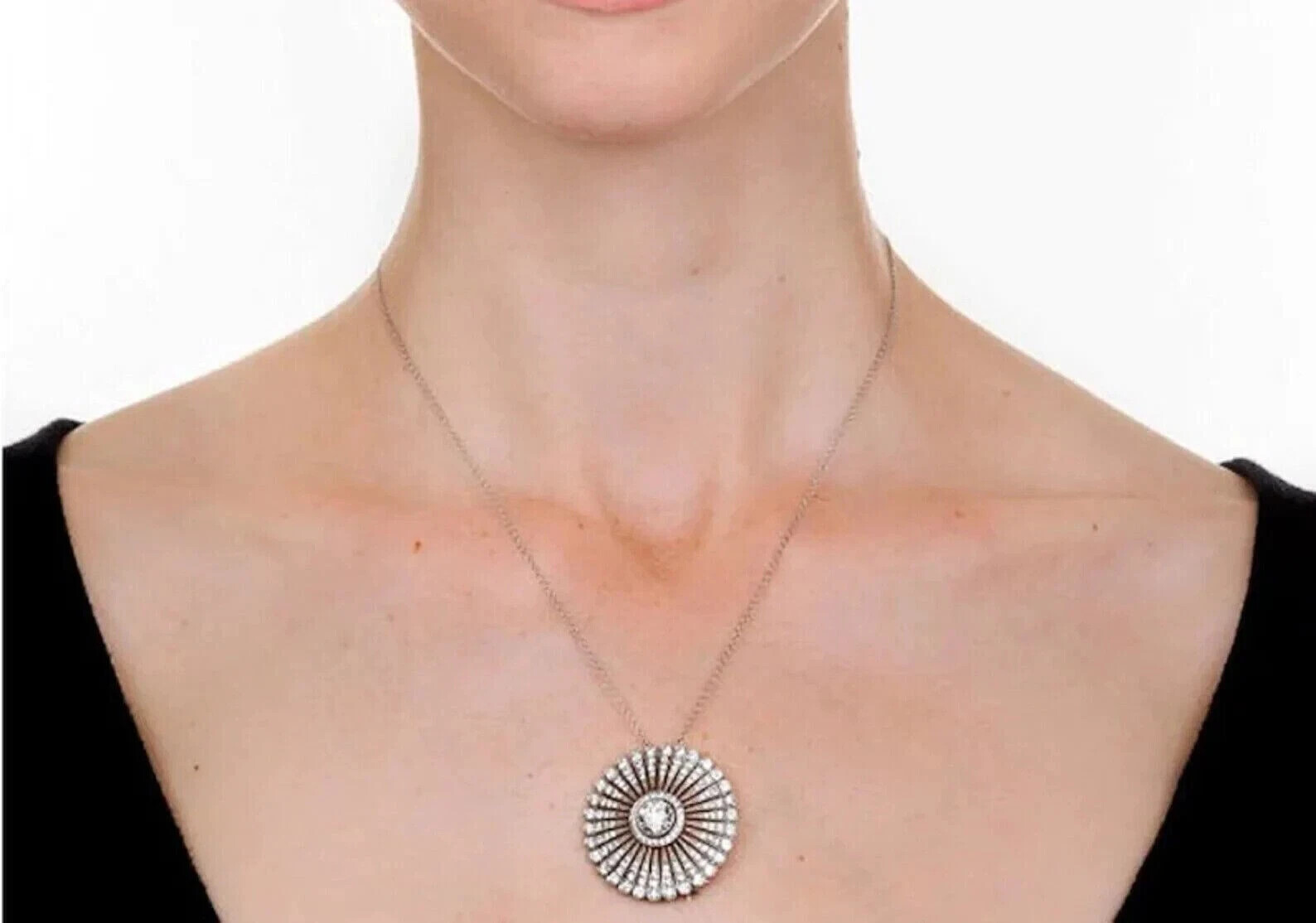 2.40Ct Lab Created Diamond Round Pendent 14k White Gold Silver Plated