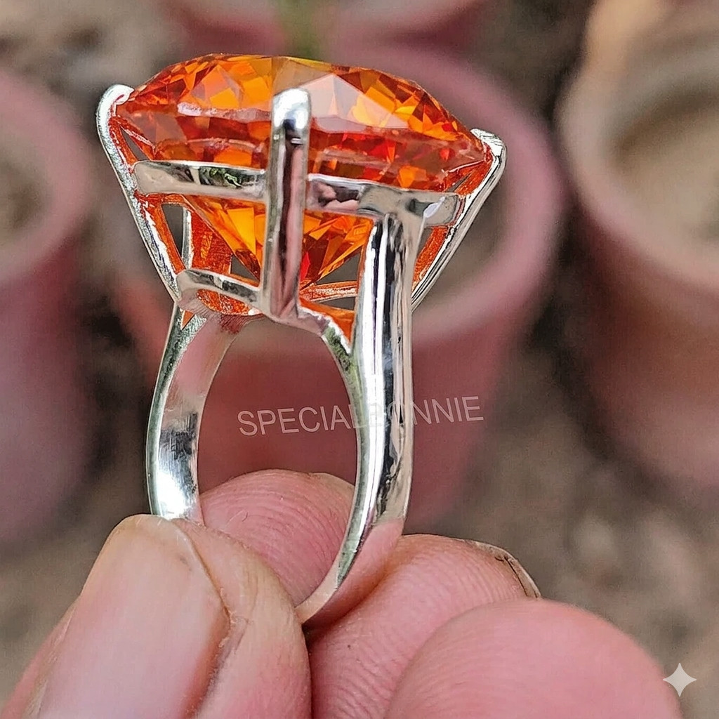 HUGE 28 Ct Certified Flame Orange Diamond Pendant Necklace-FREE Diamond Studs