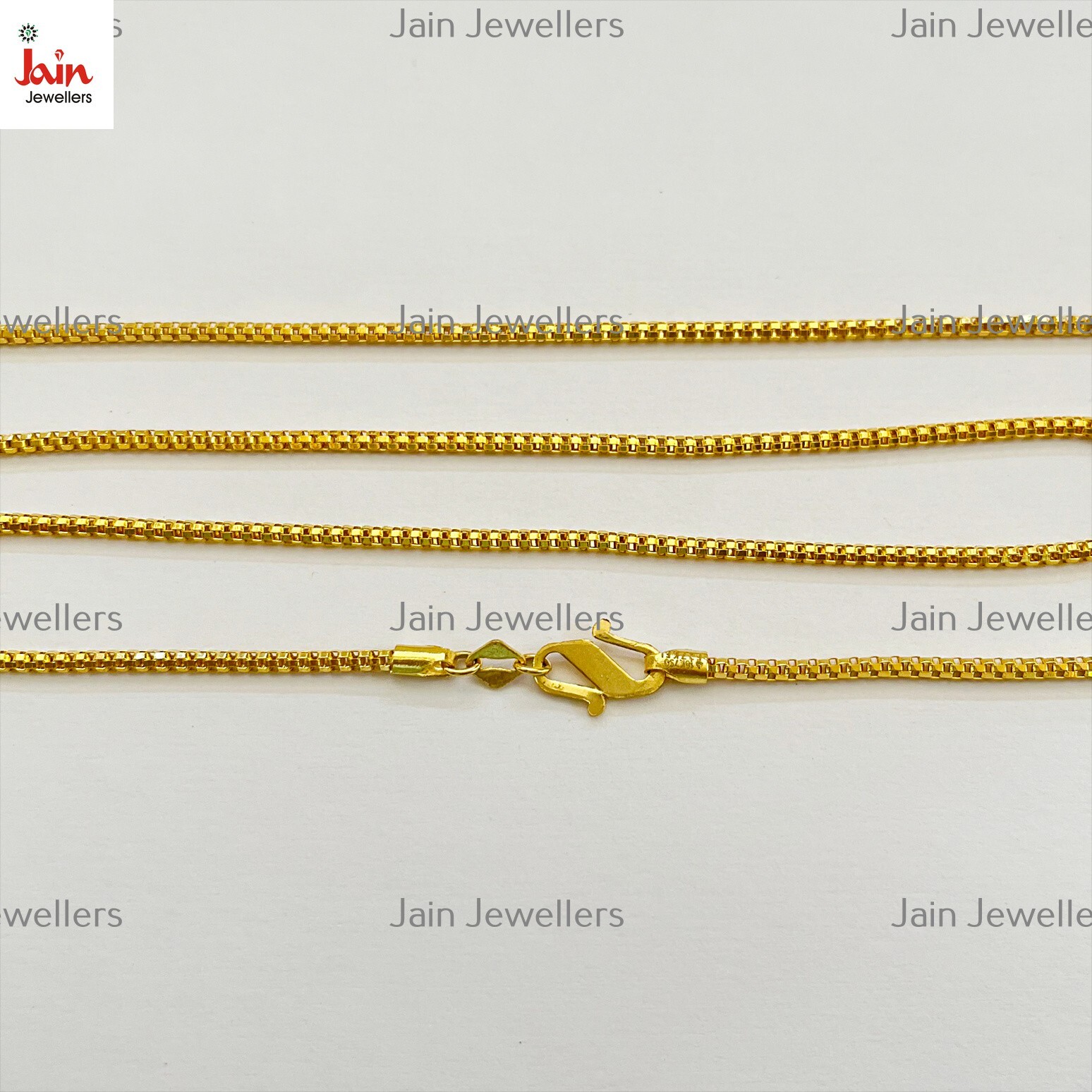REAL GOLD 18 Kt Yellow Gold Round Box Unisex Necklace Chain Width 2 MM