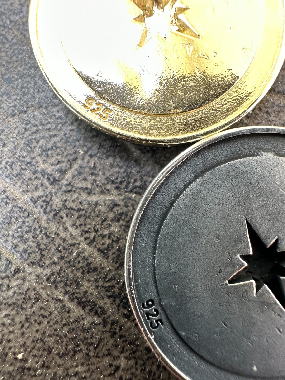 Real 925 Silver / 14k Gold Plated North Star Compass Medallion Pendant Necklace