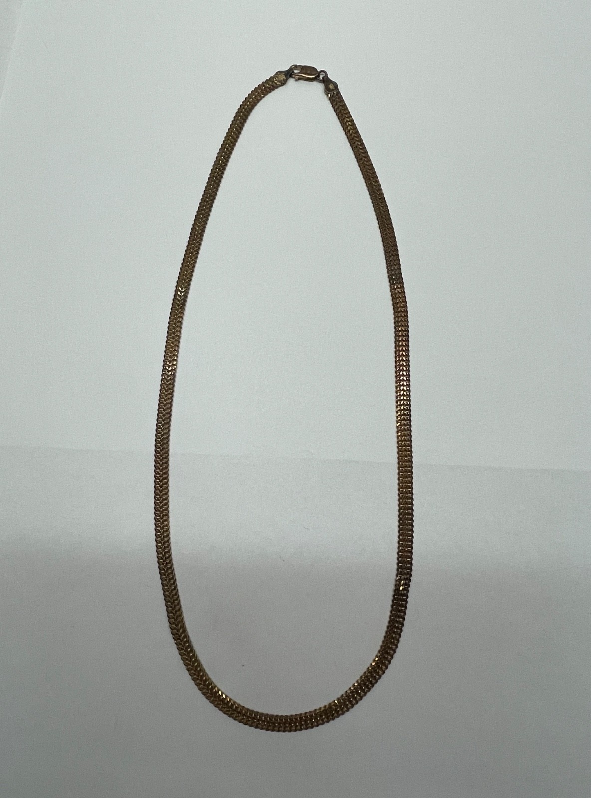 Italy 925 Sterling Gold Wash 5mm Wide Flat Mesh Chain Necklace 23.5” 24.5g