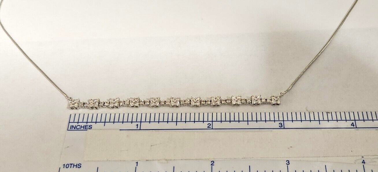 14k white gold diamond bar necklace 1.00 carat t.w.