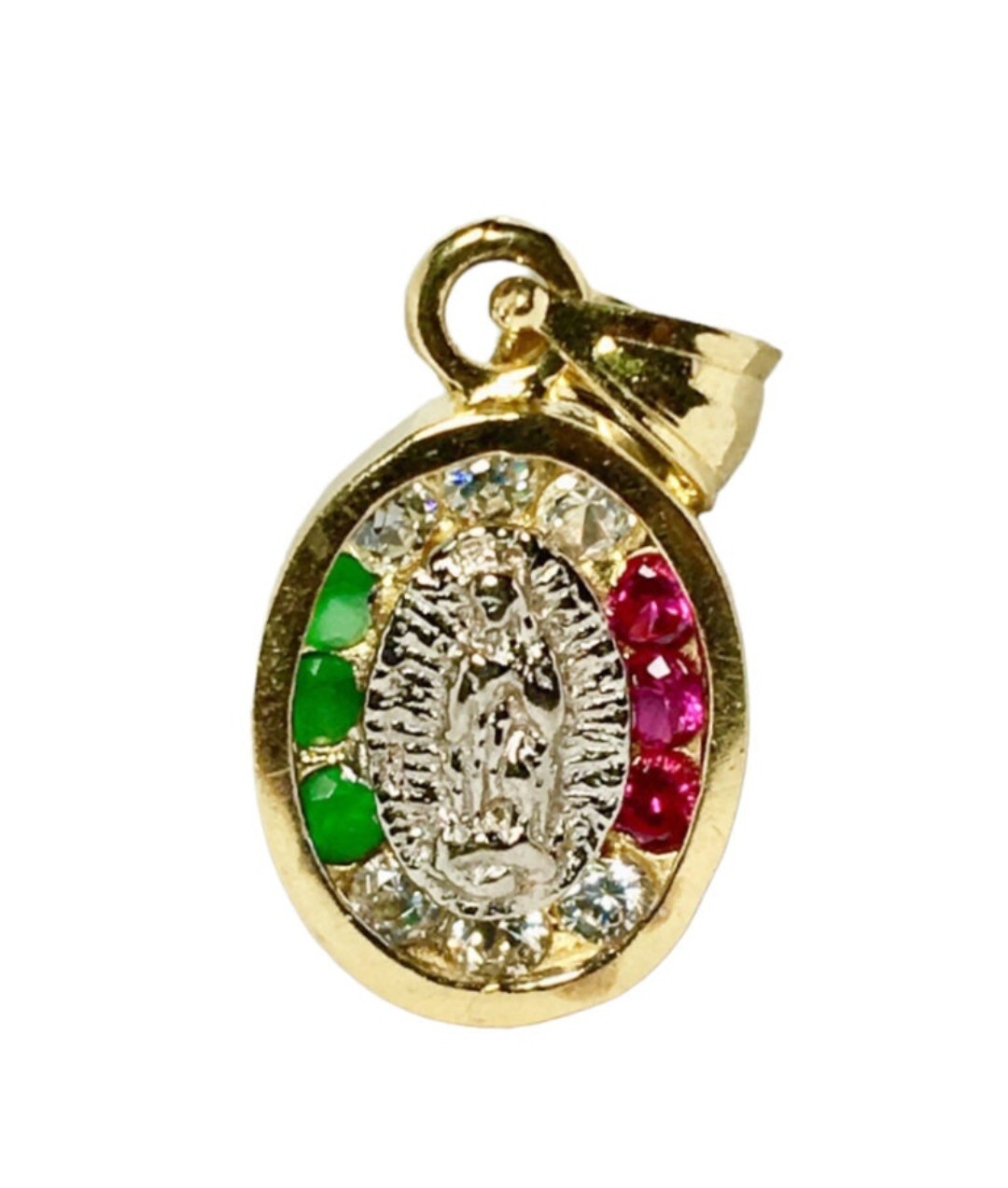 10k Real Solid Gold Virgin Mary CZ Pendent, 10k Gold Mother Mary Charm