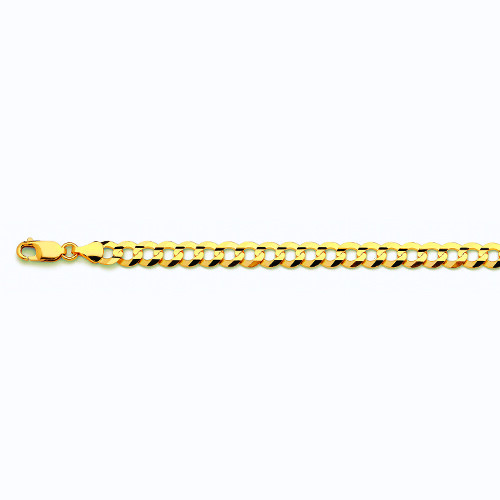 10k Yellow Gold 2mm-14mm Solid Curb Chain Bracelet Size 7″-30″