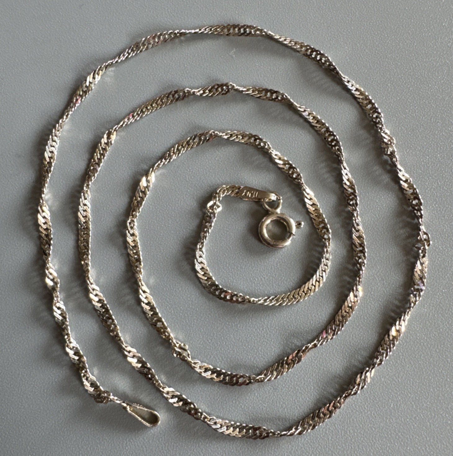 ITALY Sterling Silver 925 Twisted Curb Singapore Chain Necklace – 2mm Wide – 18”