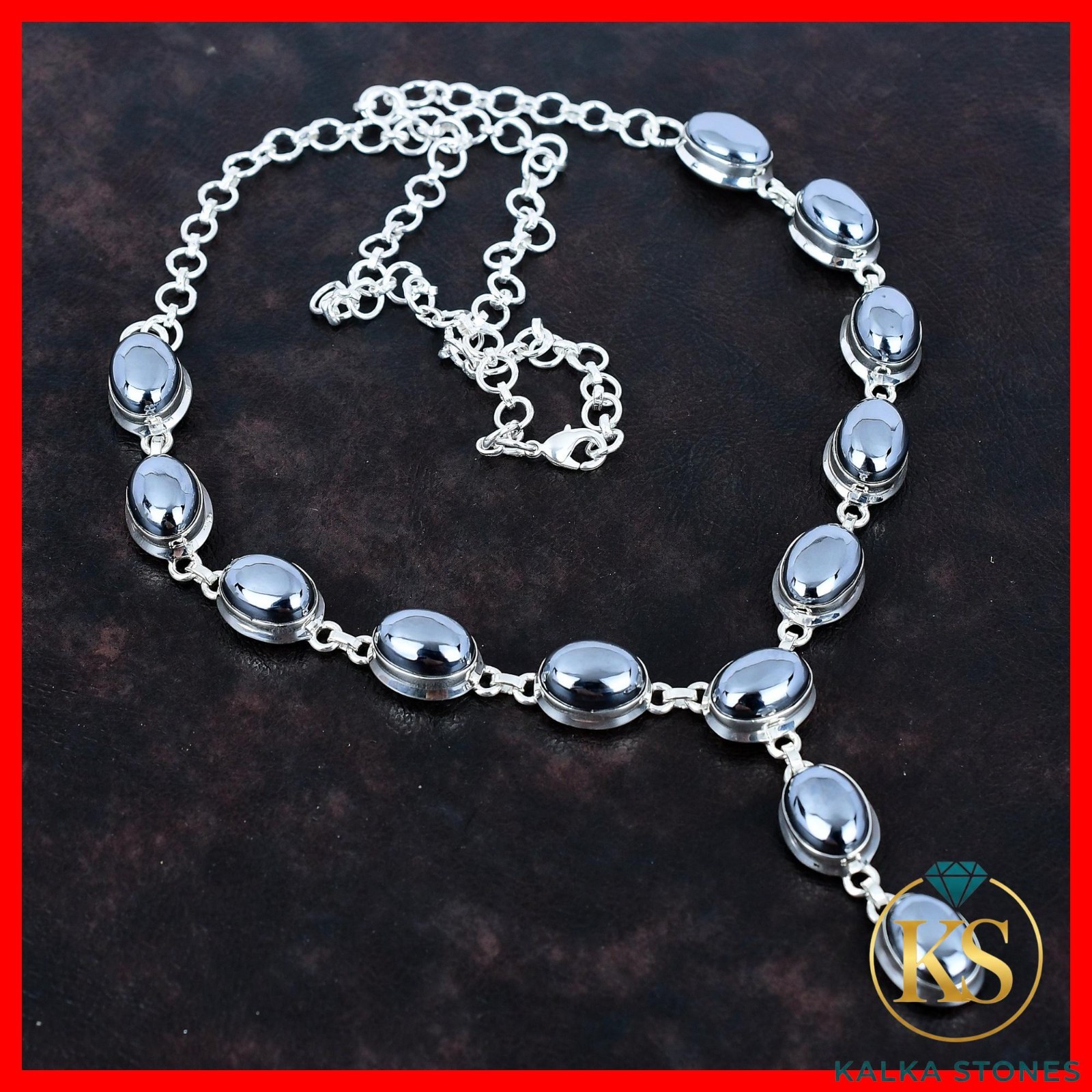Oval Shungite Gemstone 925 Silver Bezel Trendy Chain Root Chakra Mother Necklace