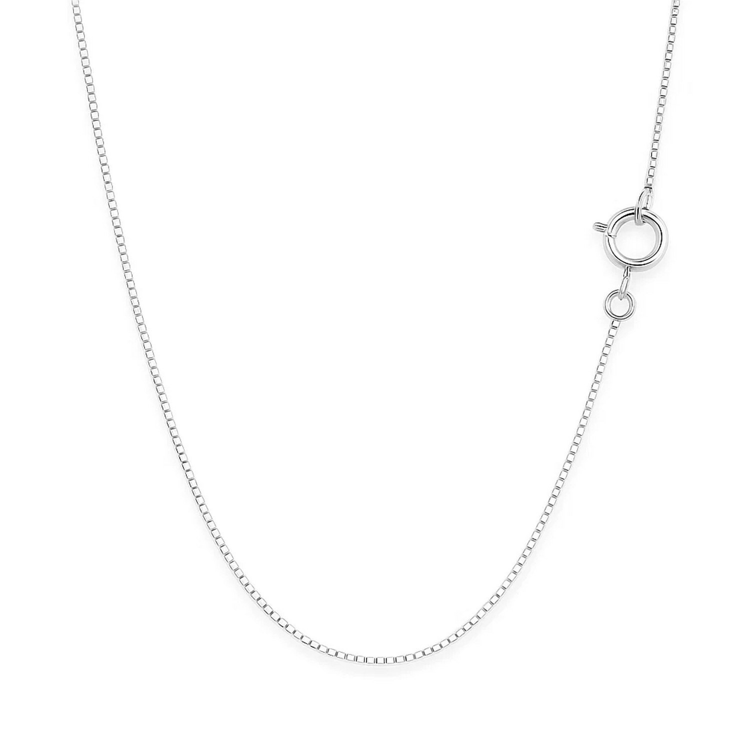 Classic Box Chain, 14K White Gold, Sizes 16-20, 0.45 mm, Dainty, Polished