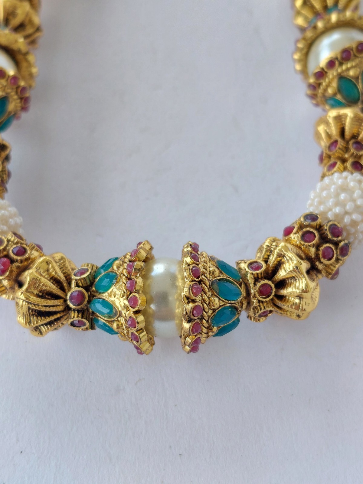 Vintage Necklace Kundan Polki Traditional Indian Wedding Gold Tone Multicolor