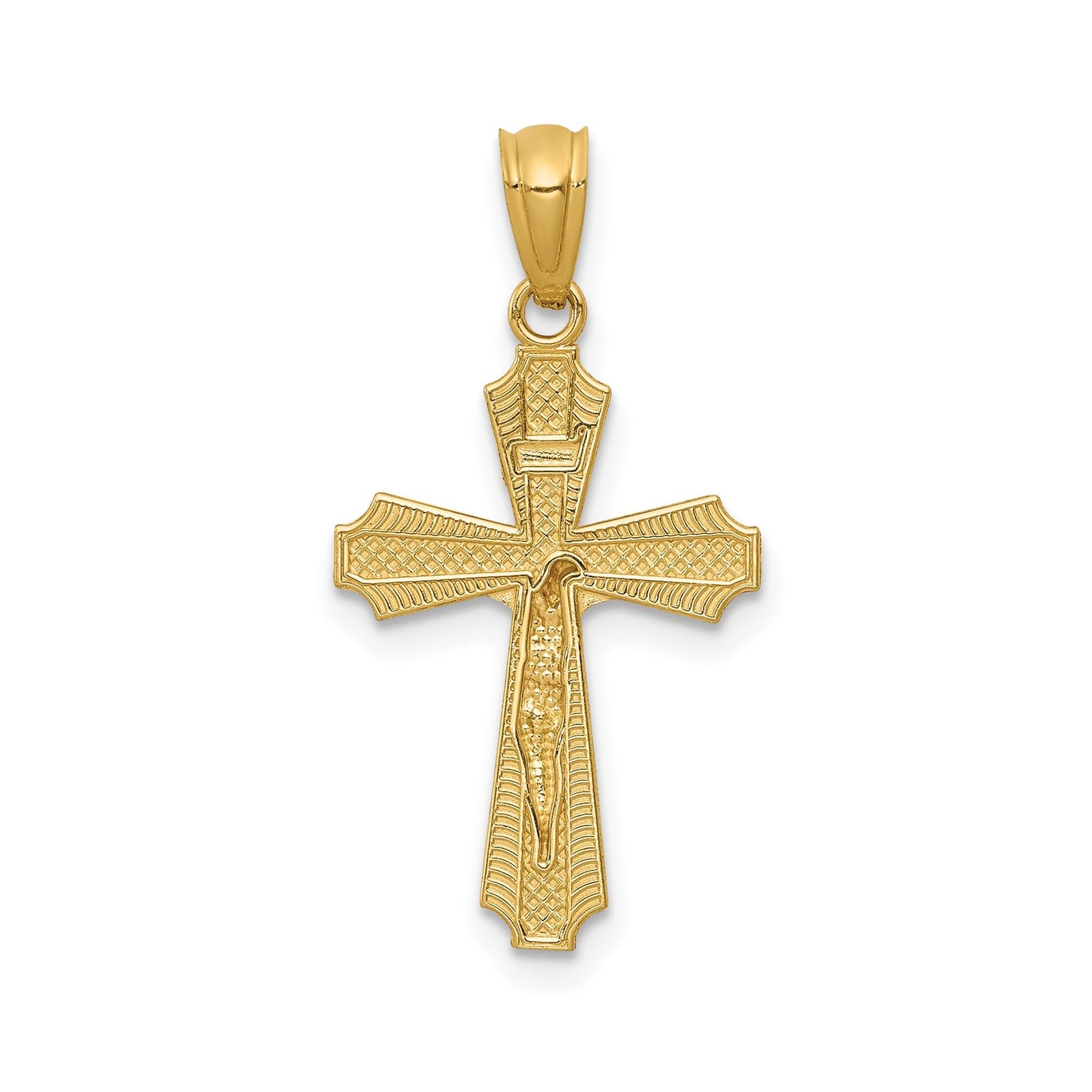 14k Real Gold Crucifix Cross Pendant Necklace for Men Women Catholic Charm