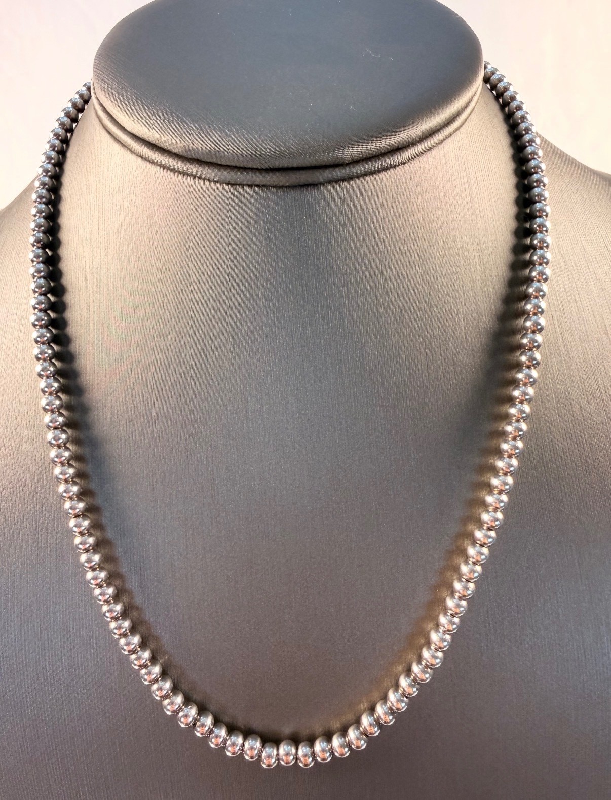 FAS 925 Italy Sterling Silver 4mm Ball Bead, 18″ Necklace – 19 Grams
