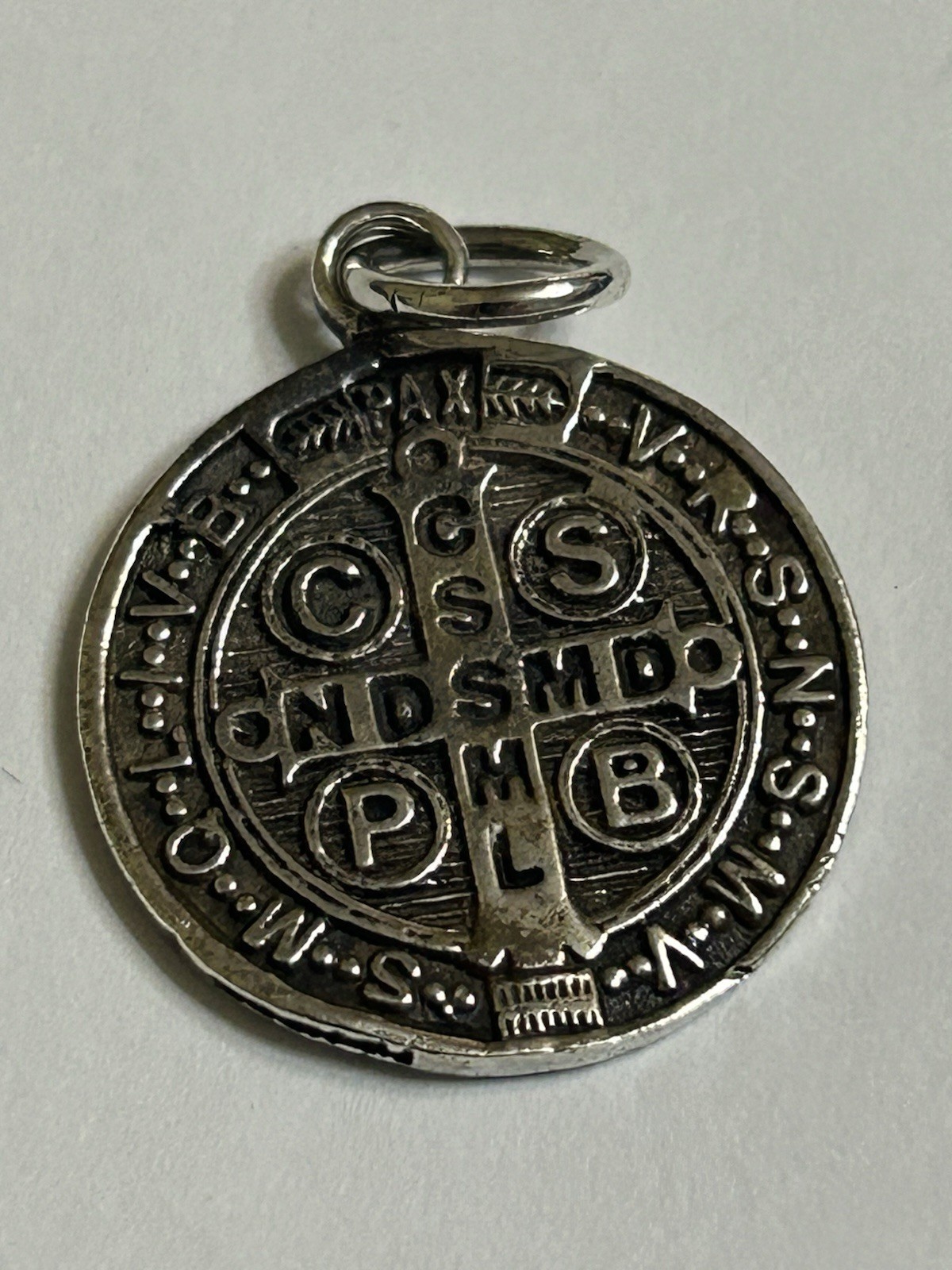 St. Benedict 925 Sterling Silver Christian Pendant Cross Crucifix Vintage