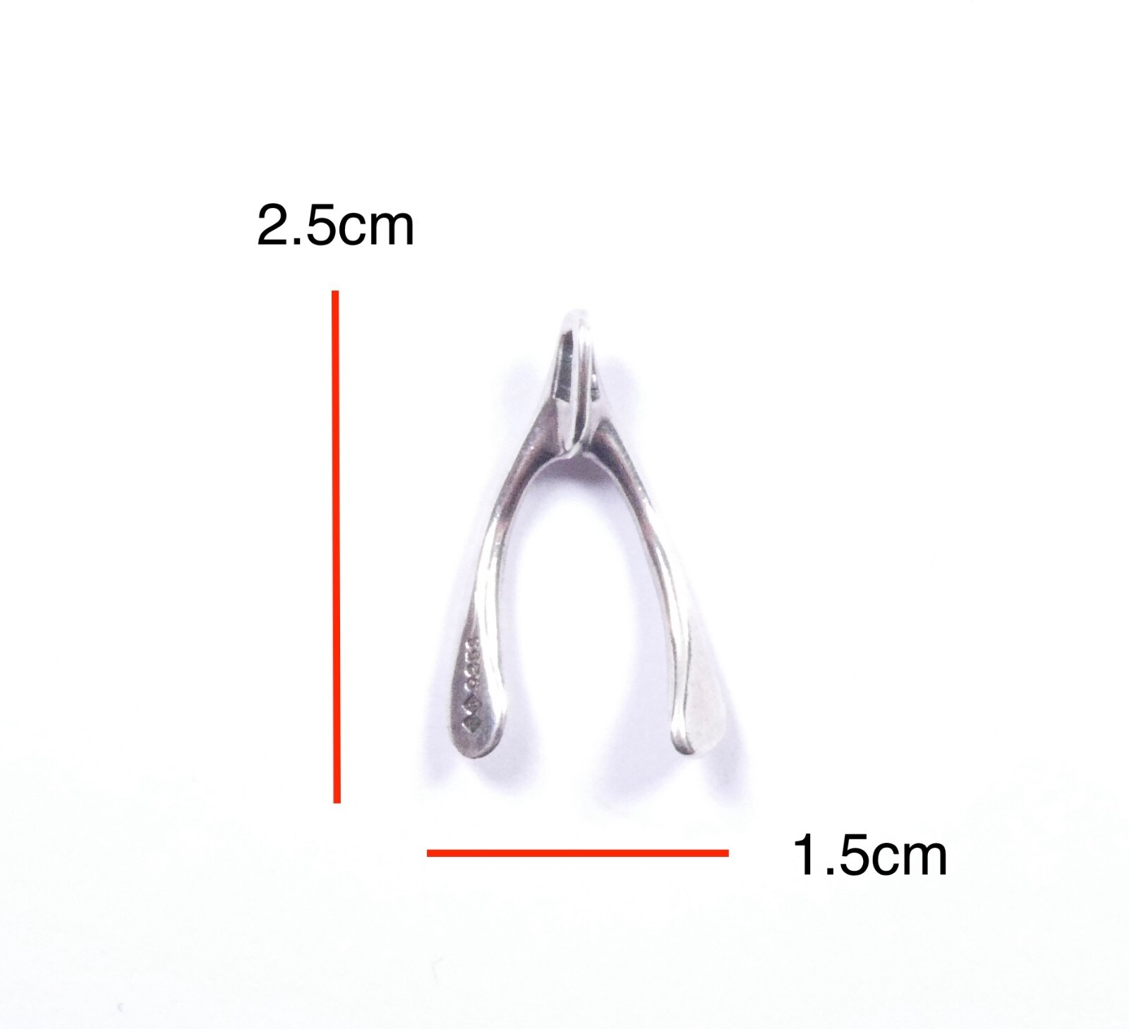 Pendant Lucky Wishbone 925 Sterling Silver 2.5cm x 1.5cm