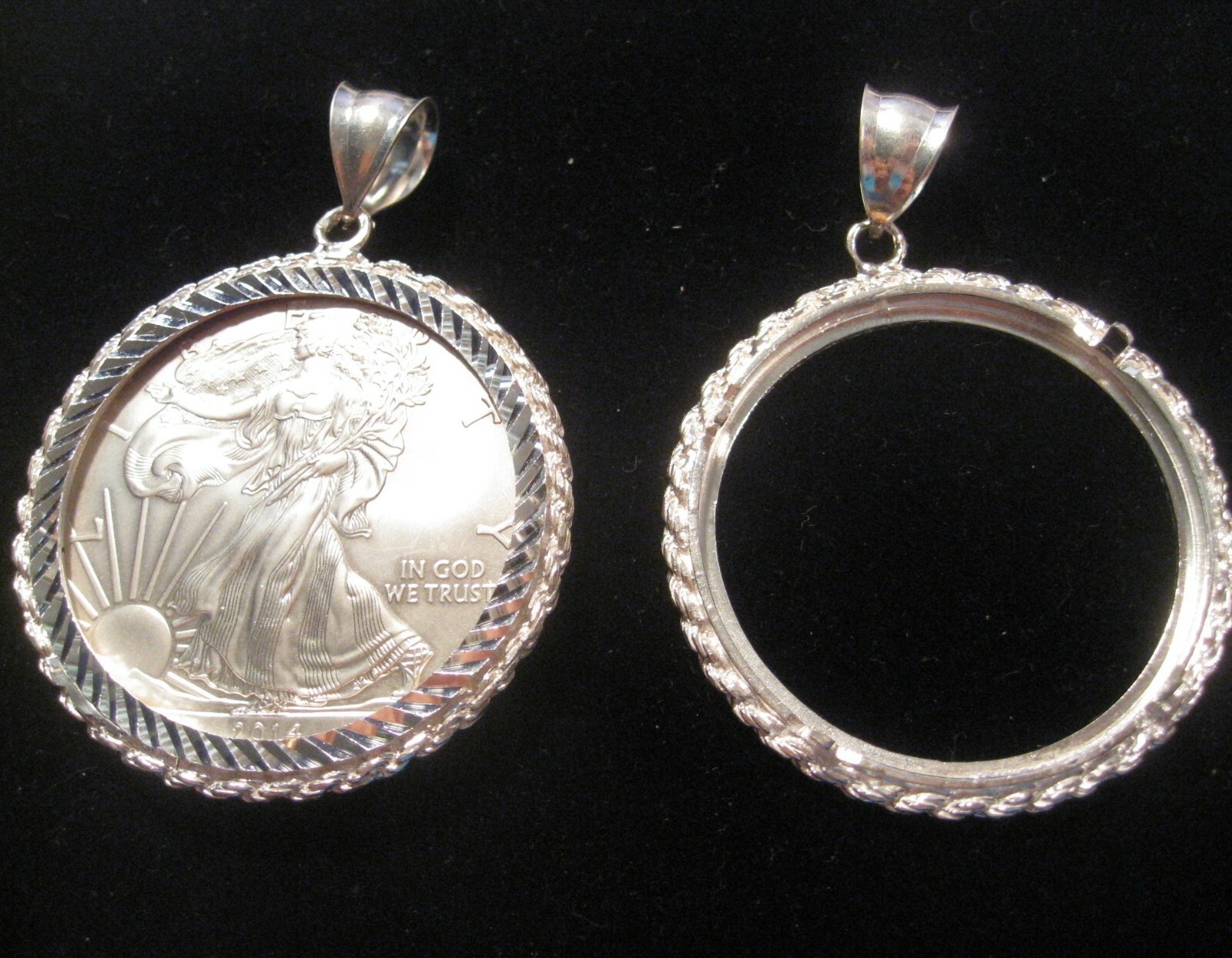 WALKING LIBERTY Dollar Holder & Pendant Sterling Silver fit coins size 39 mm