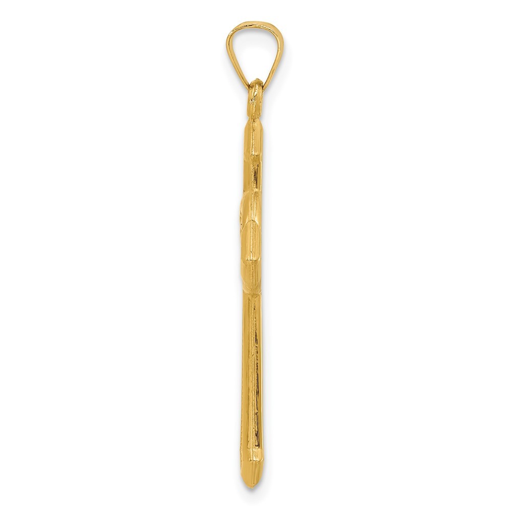 14K Two-tone Gold Textured Hollow Budded St Benedict Cross Pendant 0.86gm